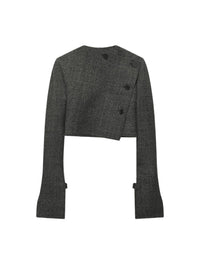PRIX MARQUE : 450 / VESTE OBLIQUE EN LAINE CAVIAR