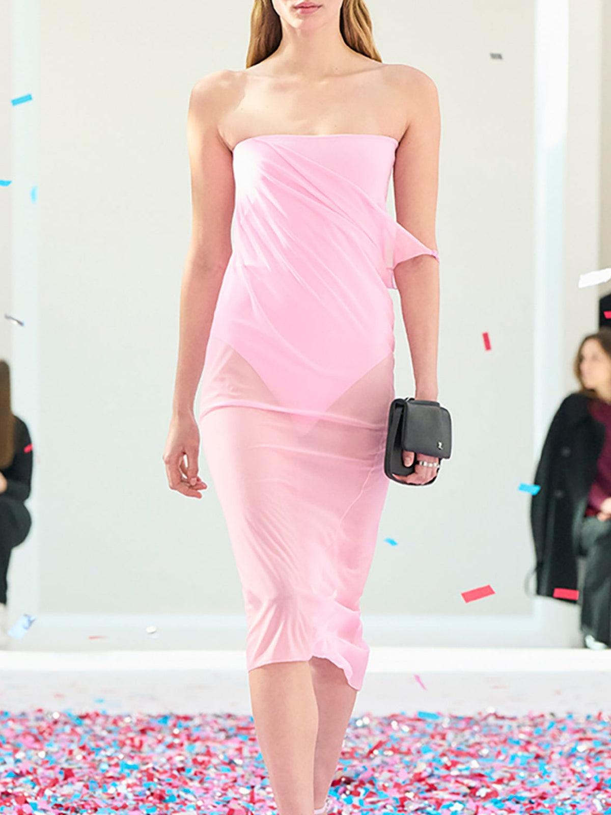 Robe bustier drapée en jersey - Candy Pink