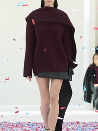 Pull écharpe en laine - Bordeaux Fonce