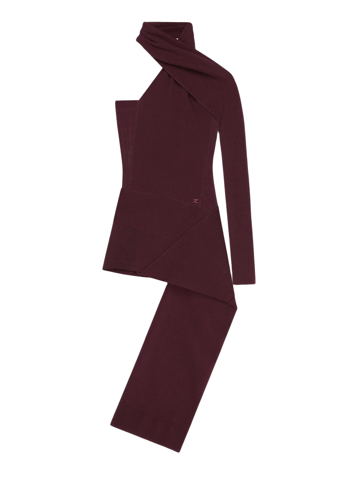 PRIX MARQUE : 230 / ROBE ÉCHARPE EN MAILLE CÔTELÉE