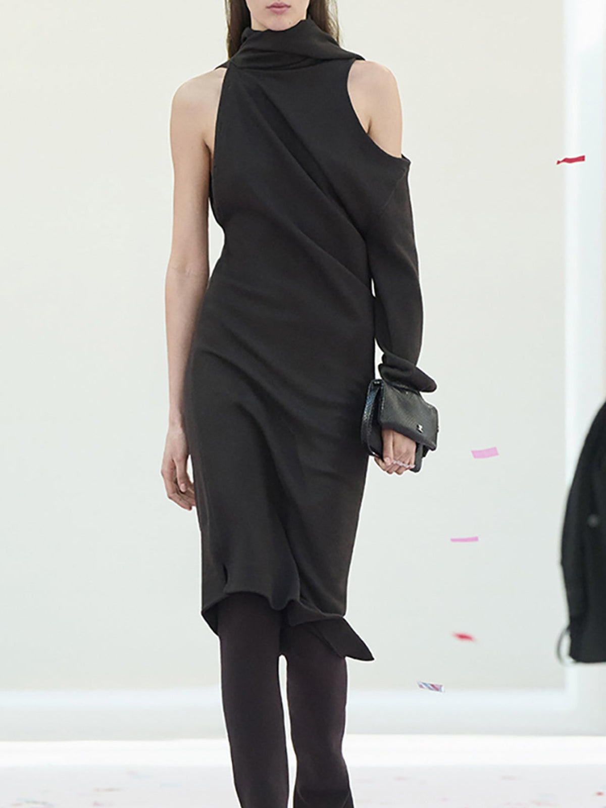 Robe drapée en laine - Tapioca