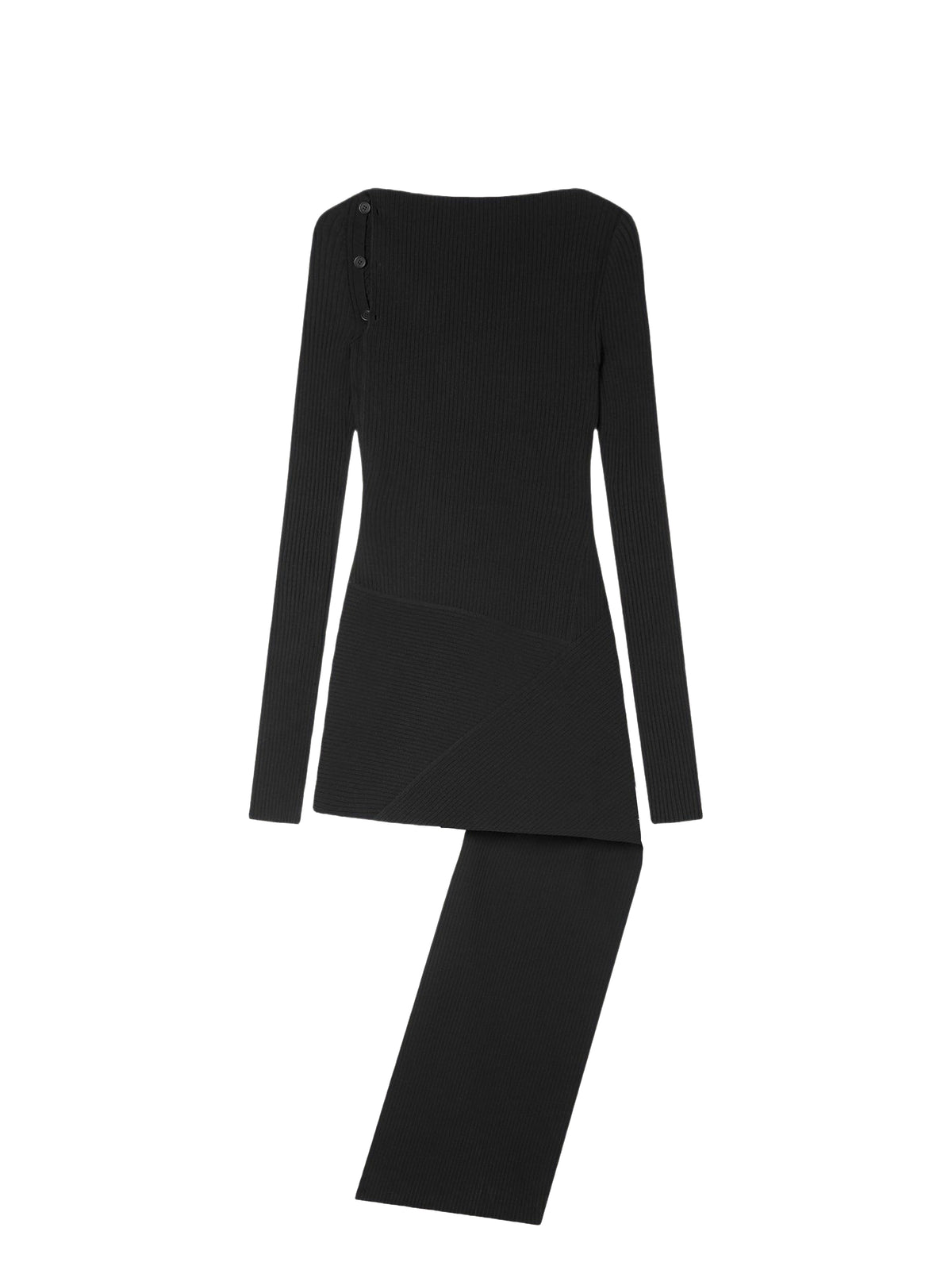 Robe Fold boutonnée en maille - Black