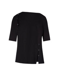 PRIX MARQUE : 150 / T-SHIRT BOUTONNÉ EN MAILLE CÔTELÉE