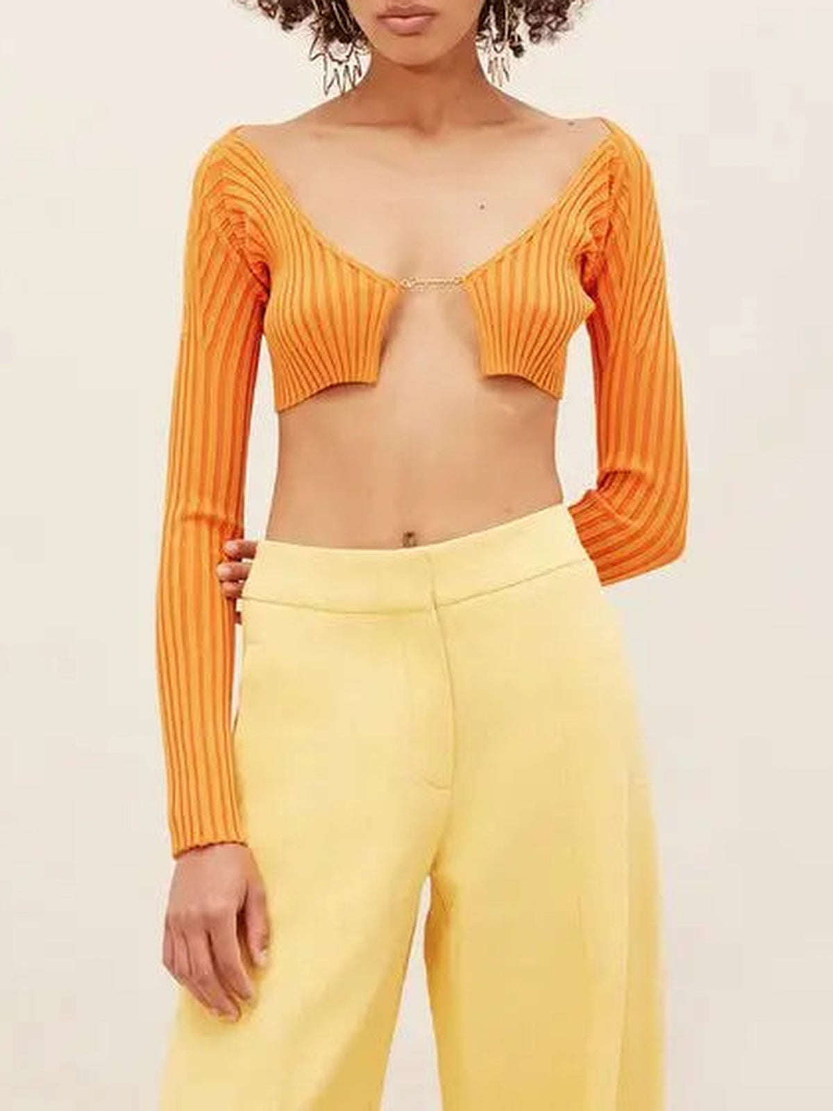 90€ / 0 sold //10 QTY / ST0%   Cardigan Pralu en maille - Orange