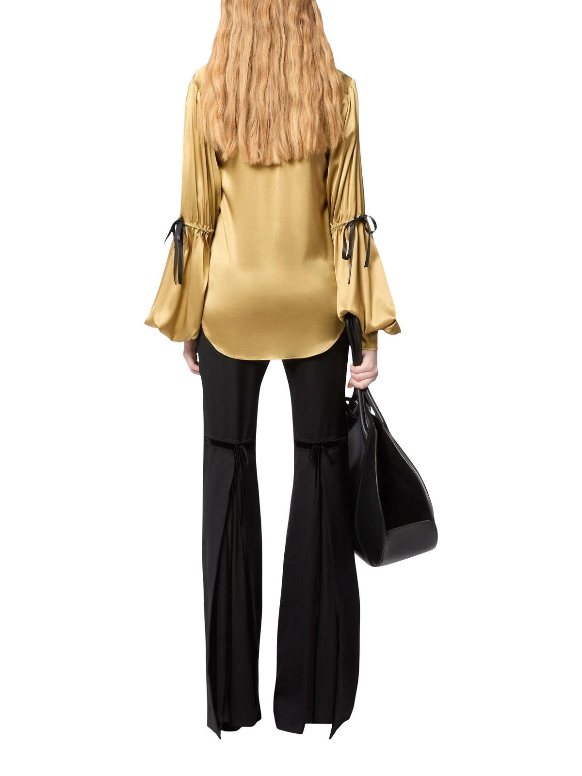 Tie-detail silk blouse - Gold