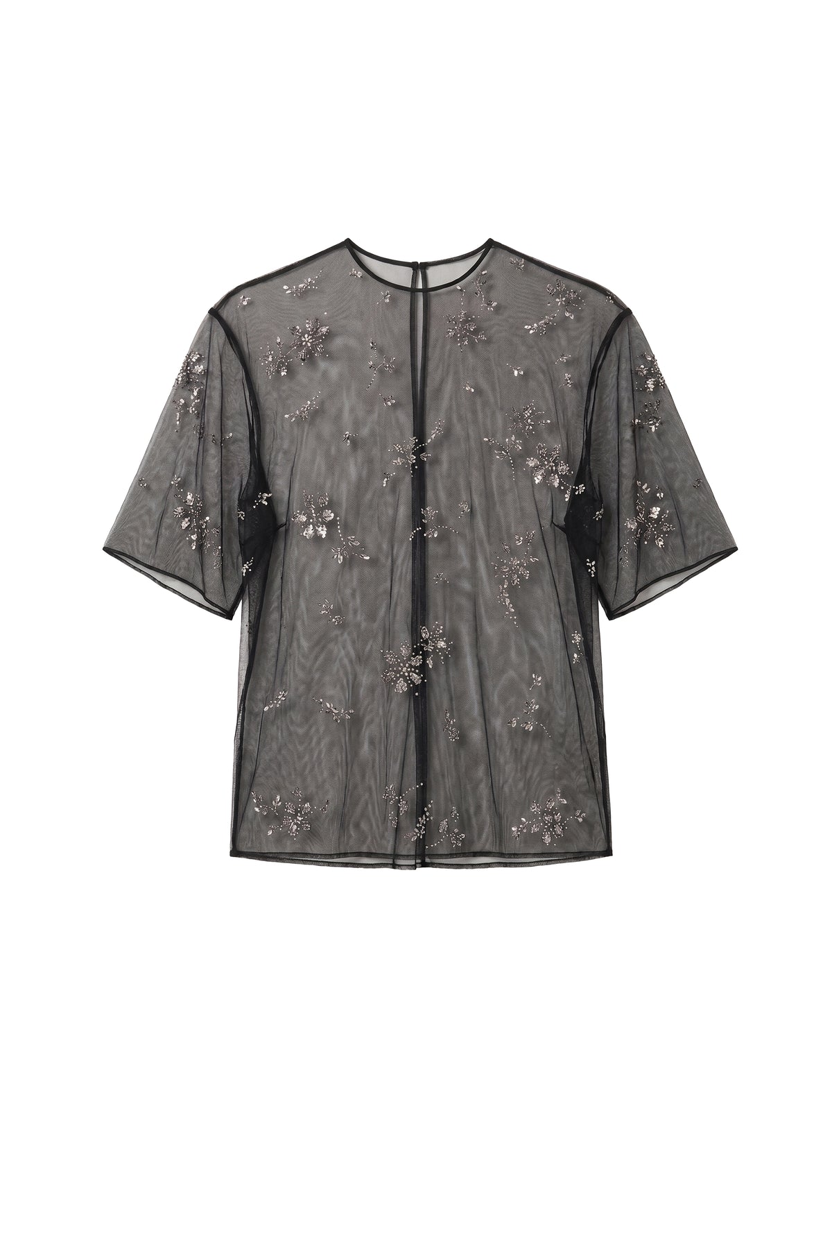 Sheer blouse with rhinestone detailing - Black