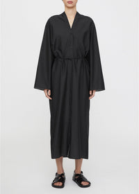 Robe midi à col V - Black