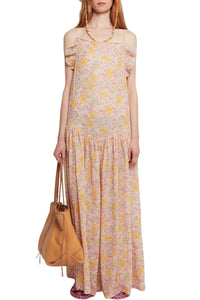 Robe Albertine fleurie coupe longue - Pink