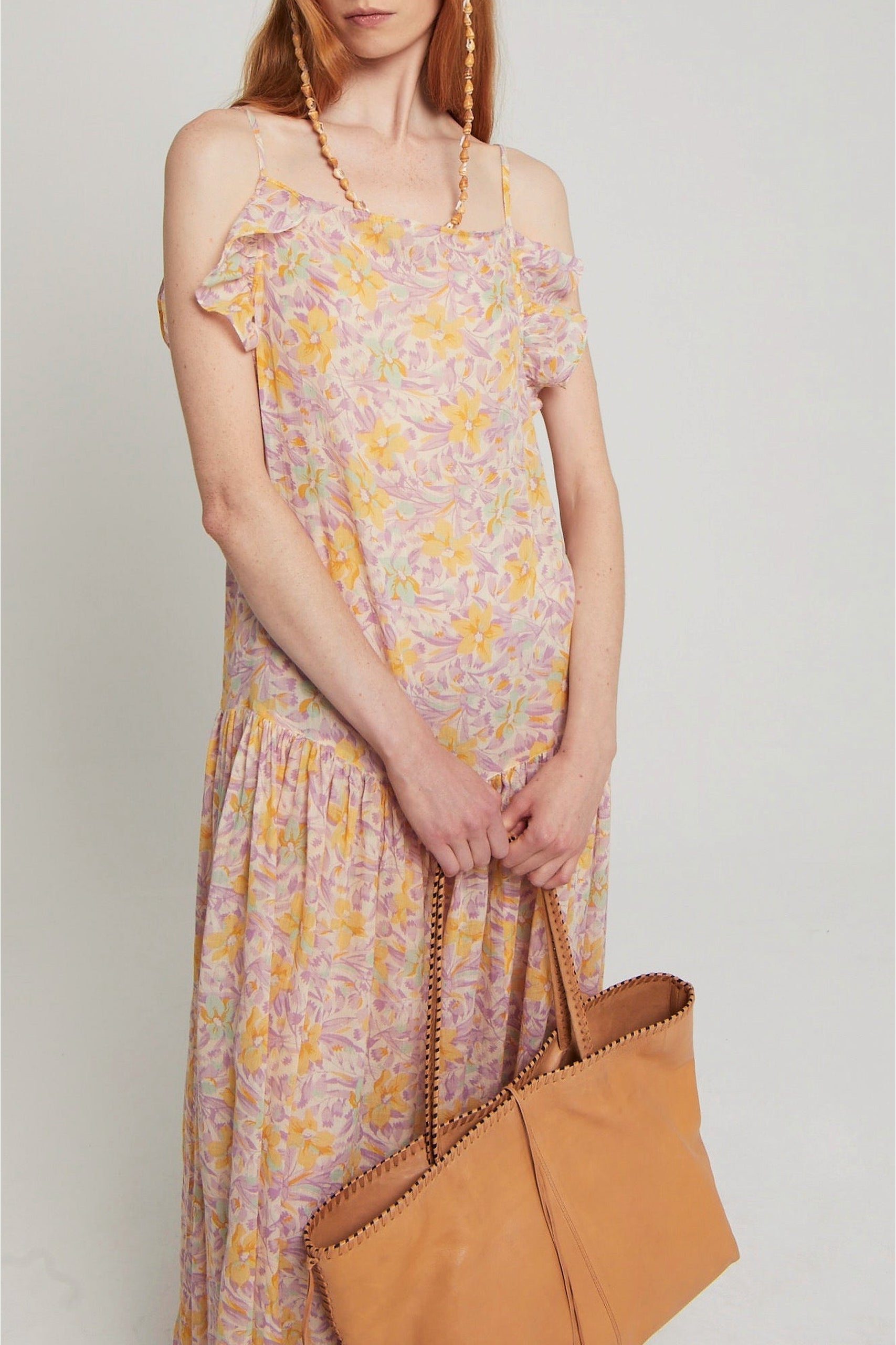 Robe Albertine fleurie coupe longue - Pink