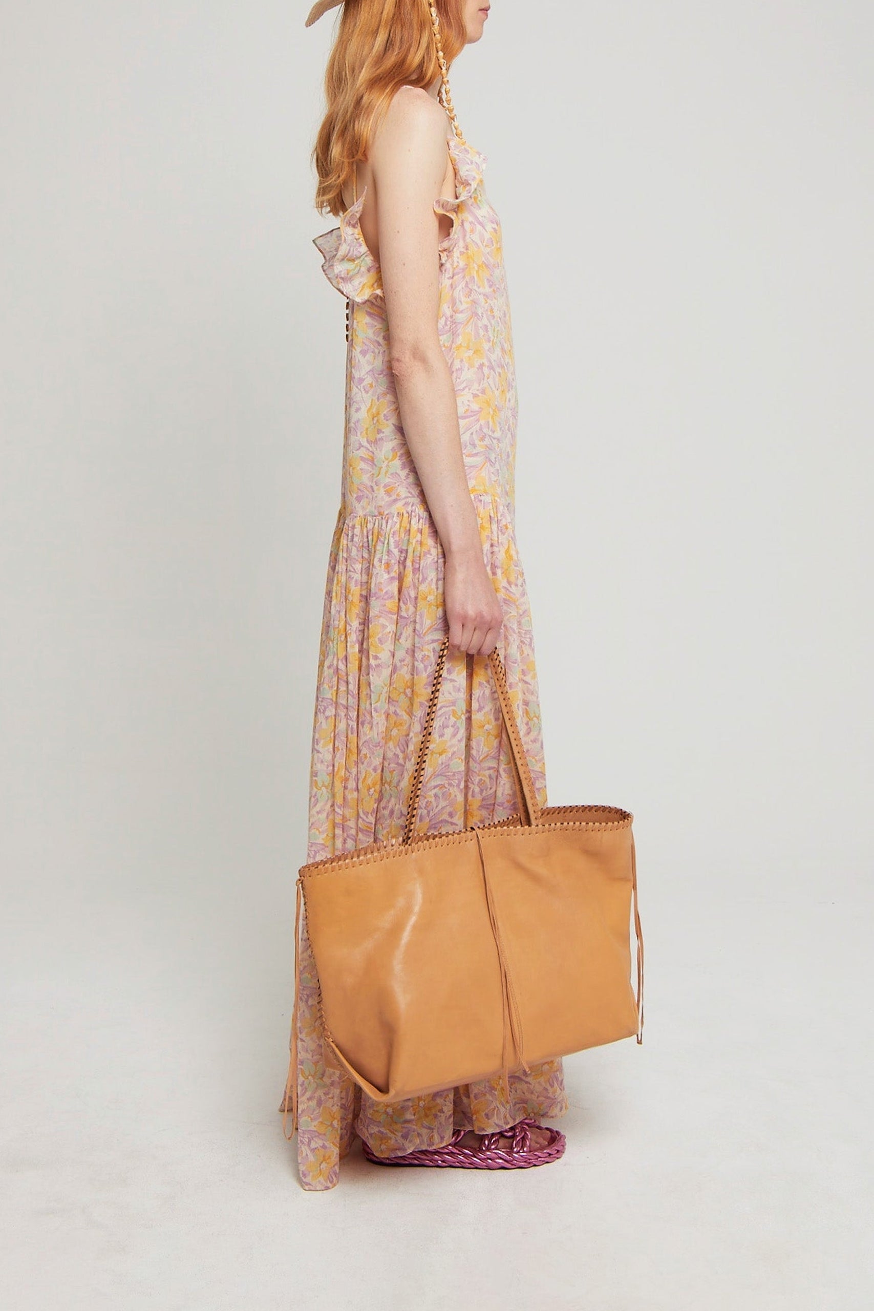 Robe Albertine fleurie coupe longue - Pink