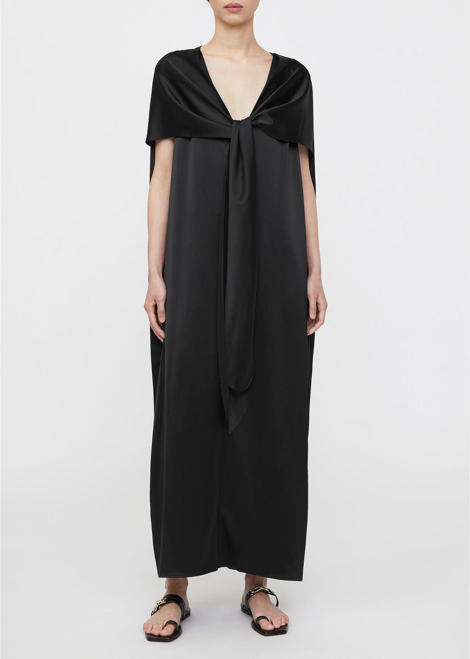 Robe longue cape à nœuds - Black