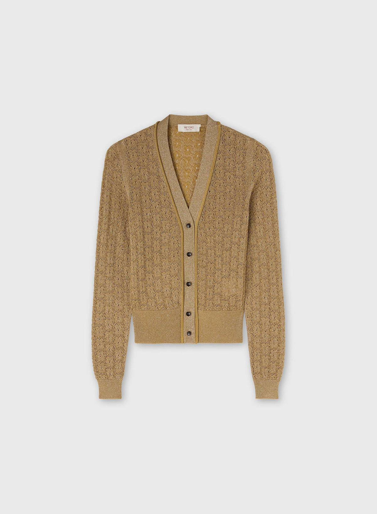 GOLD LUREX JACQUARD KNIT CARDIGAN