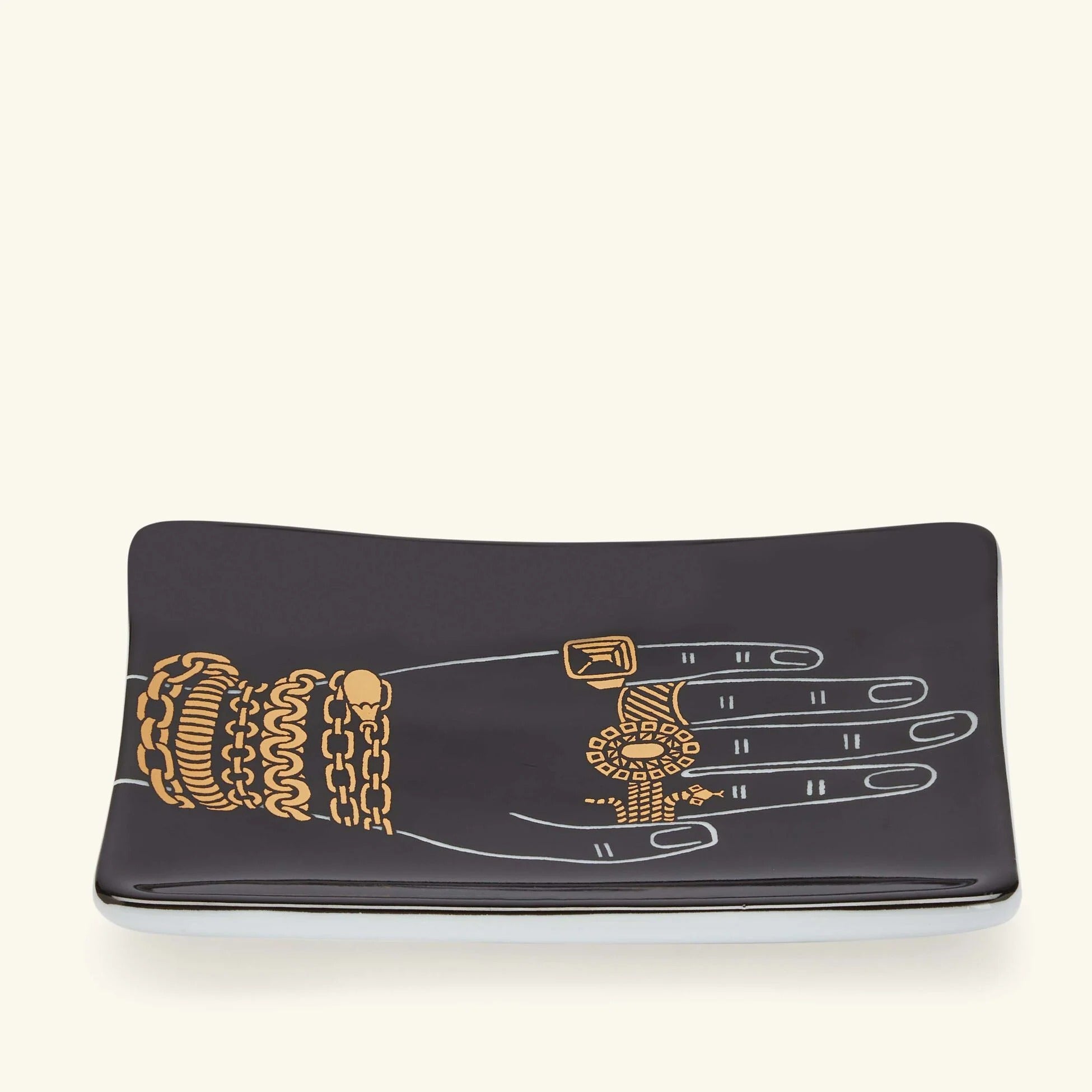 Mano con gioielli porcelain ashtray - Gold & Black