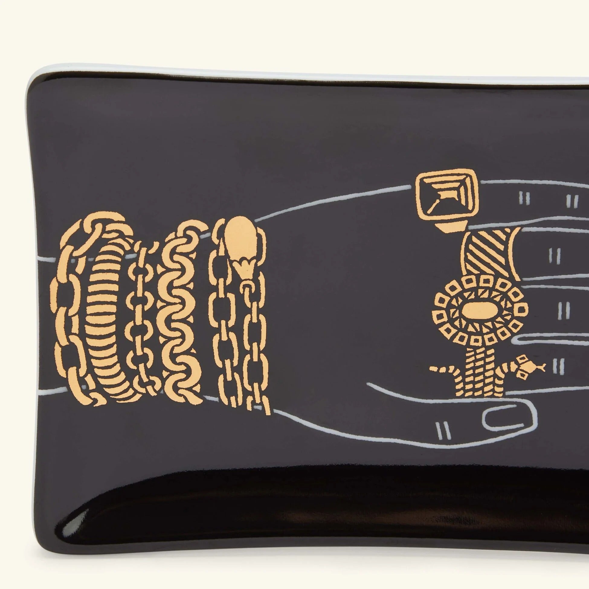 Mano con gioielli porcelain ashtray - Gold & Black