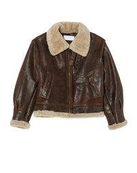 Leather aviator jacket - Brown