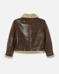 Leather aviator jacket - Brown