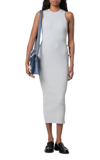 Bow midi dress with rhinestone embellishments - Grey