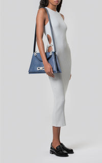 Bow midi dress with rhinestone embellishments - Grey