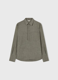 GREY LONG SLEEVES POLO SHIRT WITH POCKET