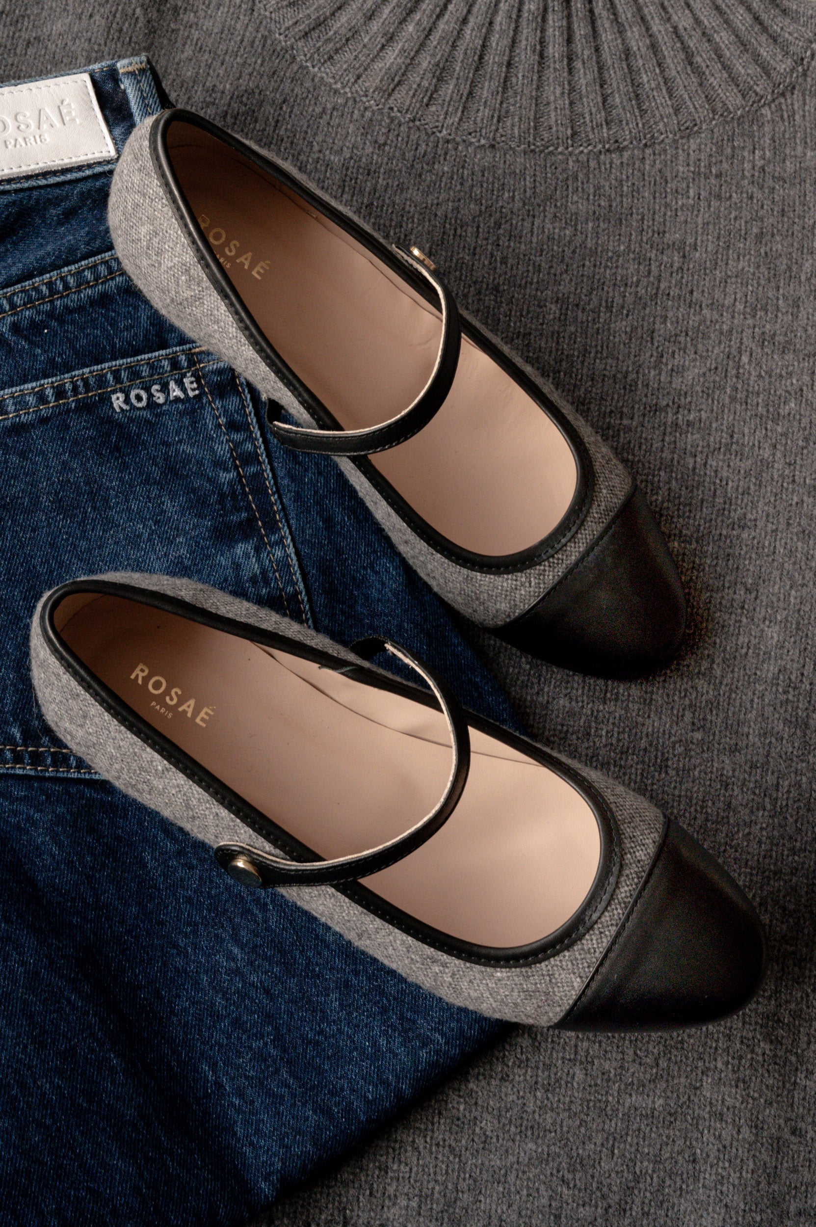 Ballerines Les Georges en cuir - Gris Moyen