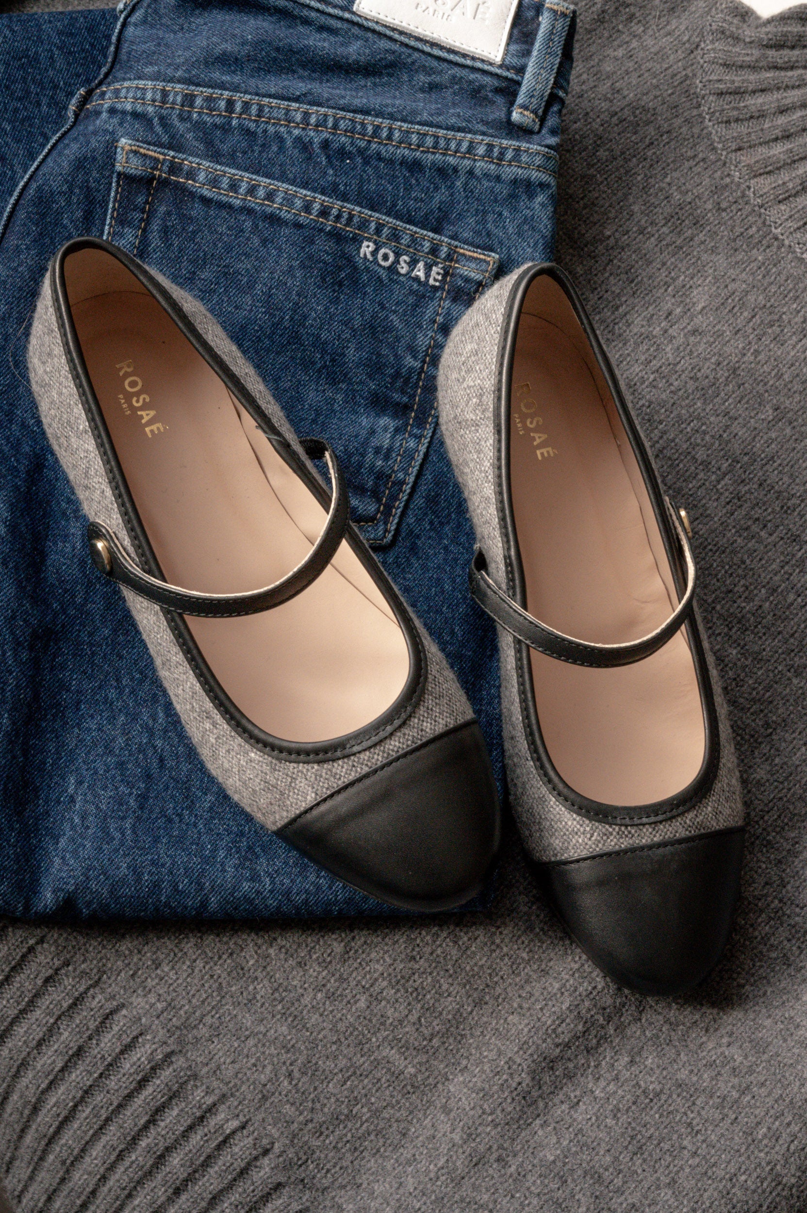 Ballerines Les Georges en cuir - Gris Moyen
