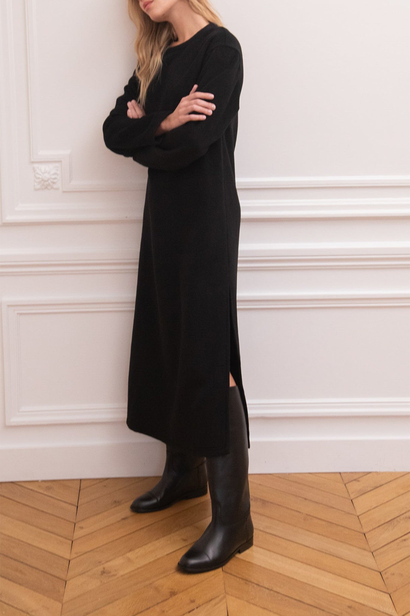 Robe longue Le Vivienne en laine - Noir