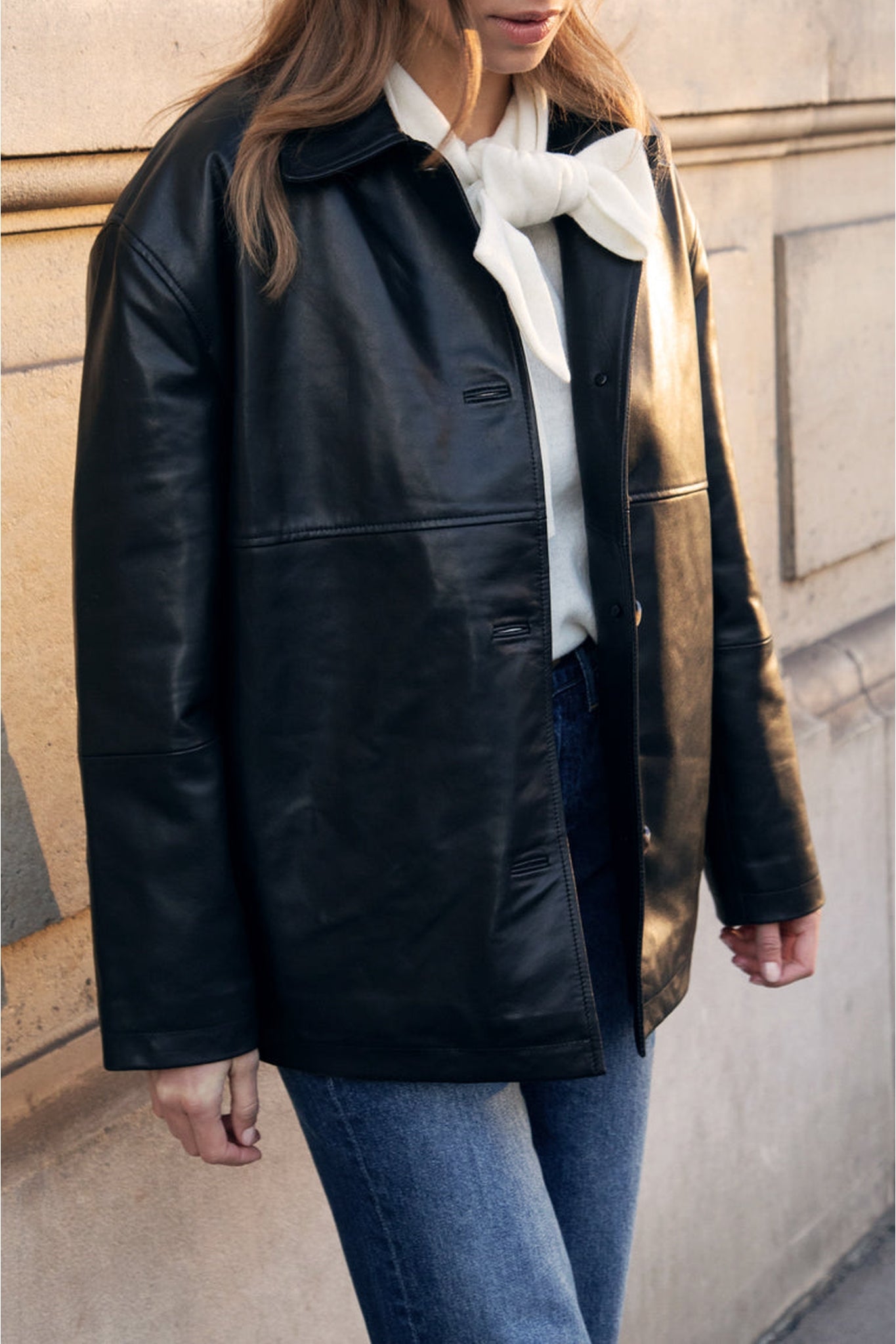 Veste Le Doyle en cuir - Noir