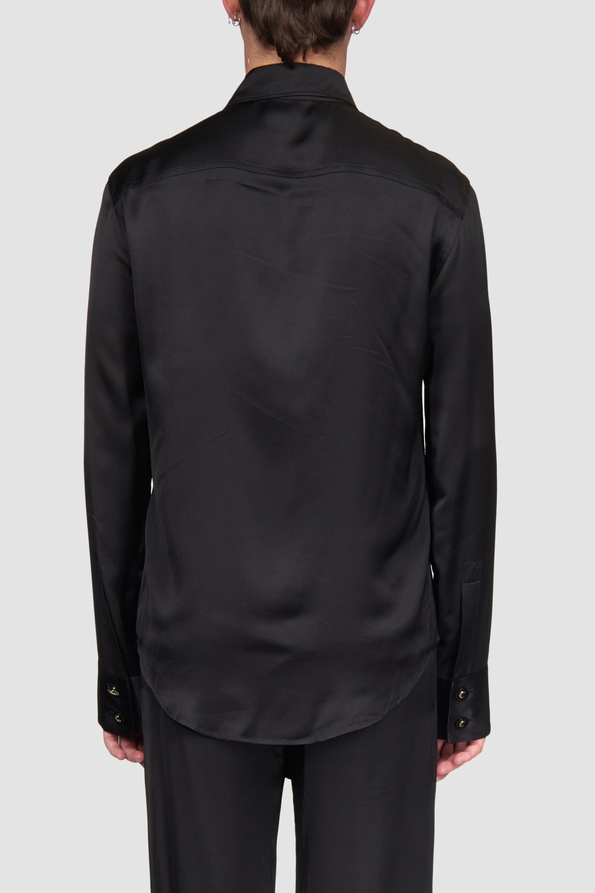 Chemise en satin unisex - Black