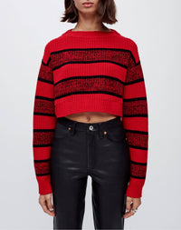 Wool double-breasted jumper with boat neck - Red Black Rugby