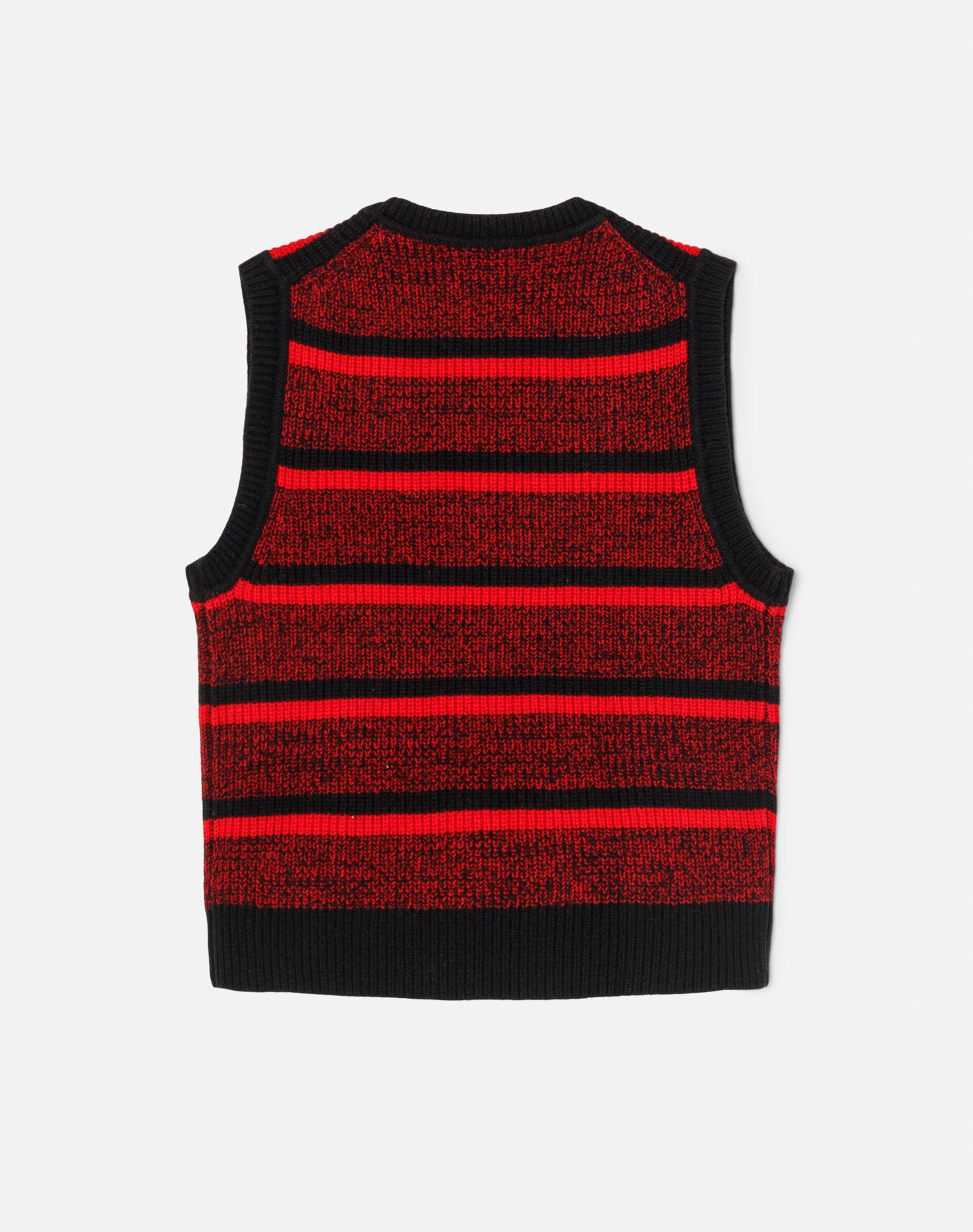 Wool U-neck jumper - Red Black Stripe