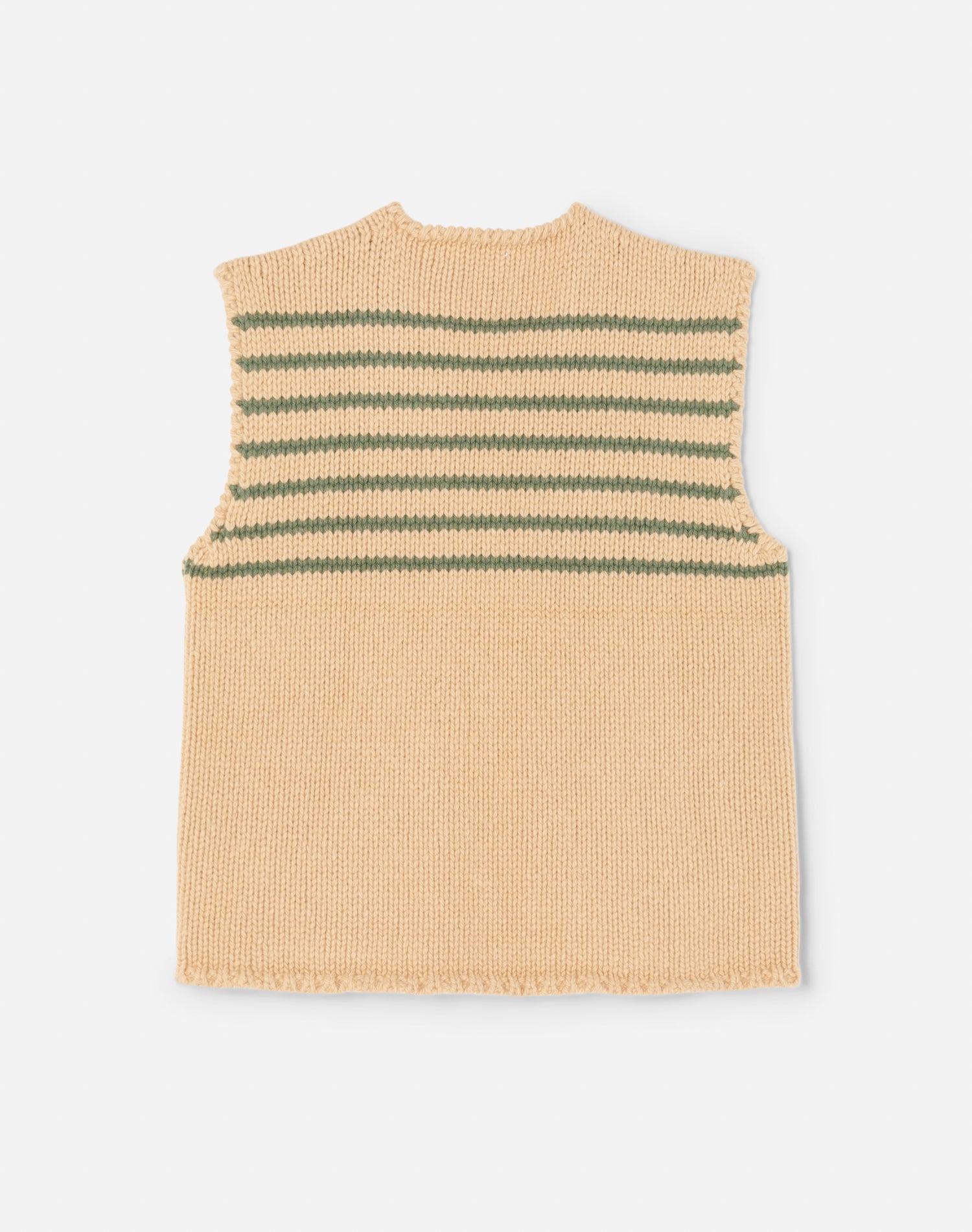 Waistcoat with patch pockets in wool - Apricot Sage Stripe