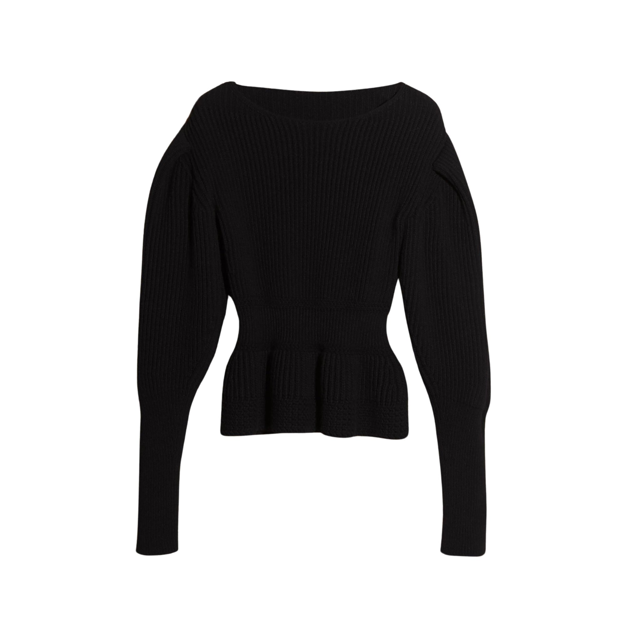 1 qty Pull en laine et cachemire à manches bouffantes - Black