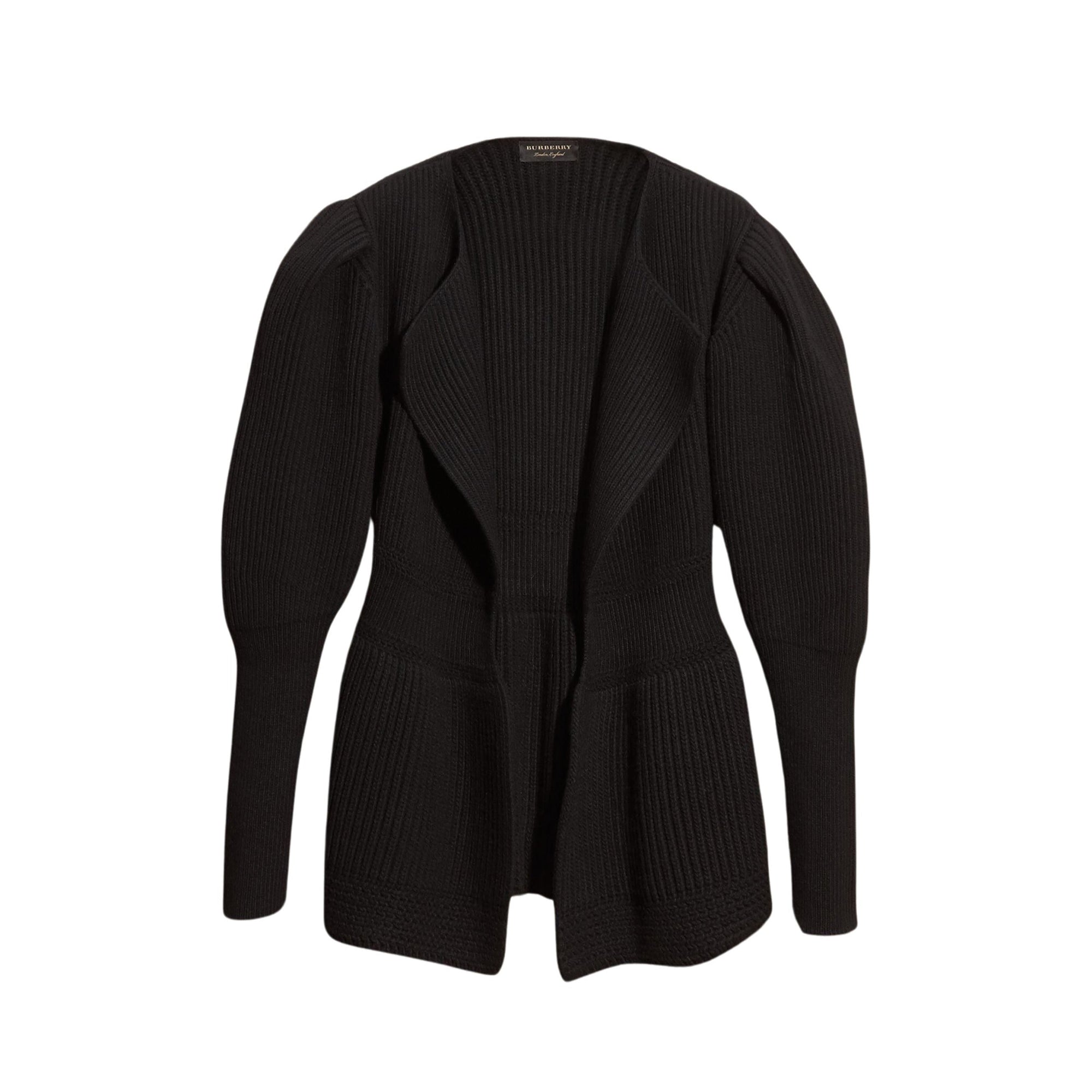 1 qty Cardigan en laine et cachemire à manches bouffantes - Black