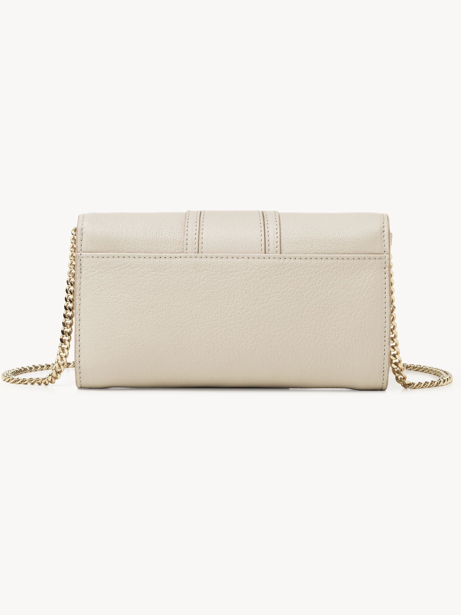 Portefeuille long à chaîne Hana en cuir - Cement Beige