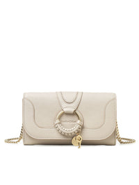 Portefeuille long à chaîne Hana en cuir - Cement Beige