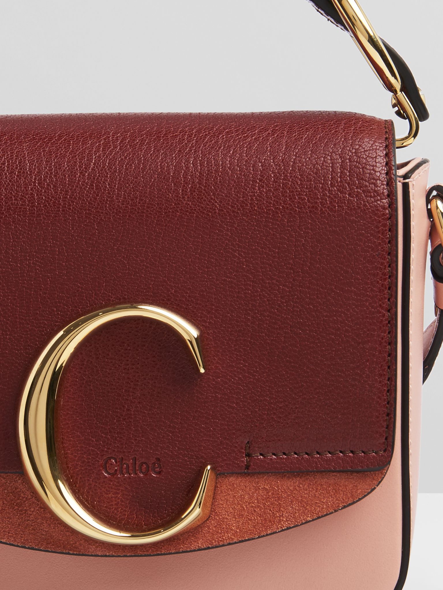 Mini sac Chloé «C» en cuir - Fallow Pink