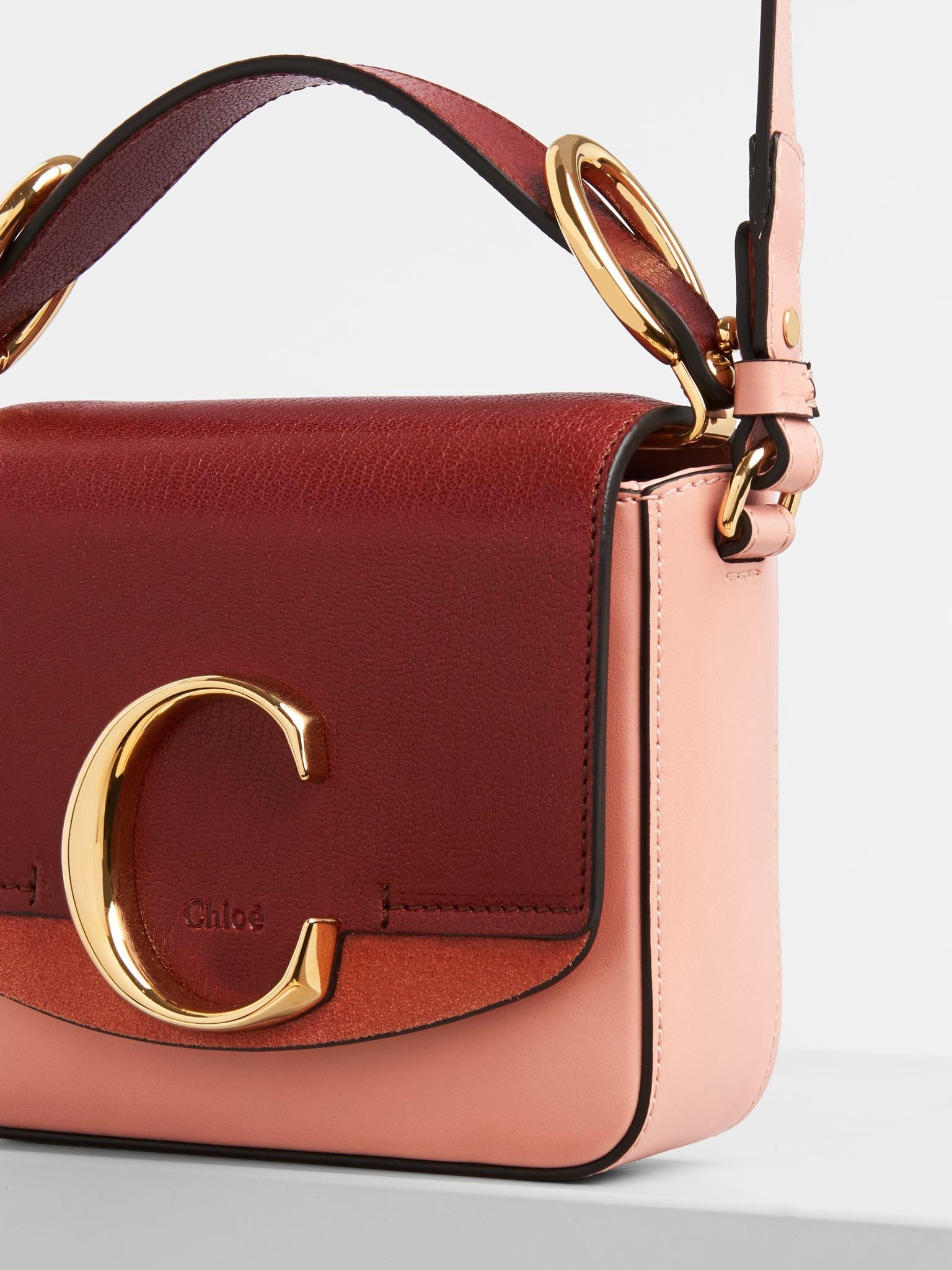 Mini sac Chloé «C» en cuir - Fallow Pink