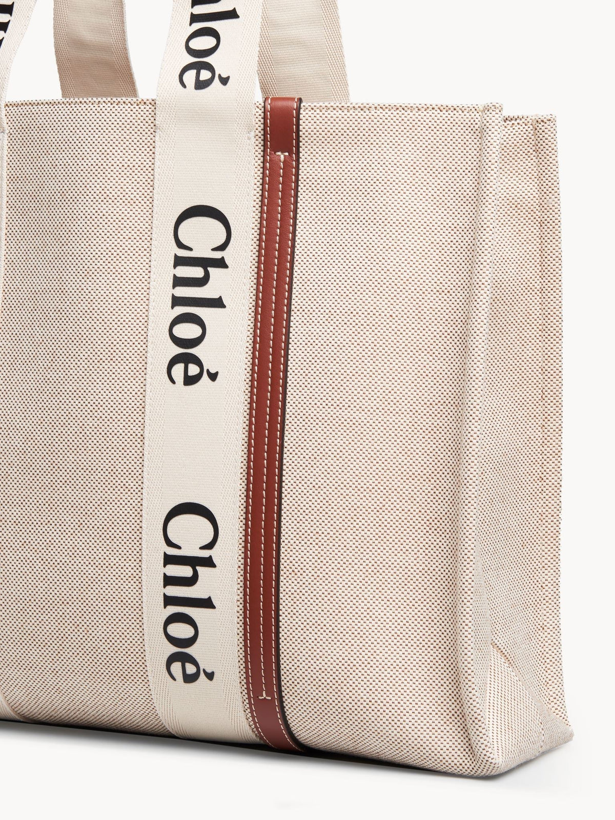 BASEPLUS_White & Brown LARGE TOTE - White & Brown