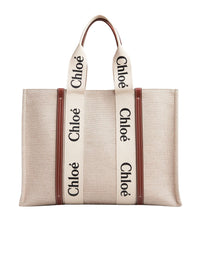 BASEPLUS_White & Brown LARGE TOTE - White & Brown