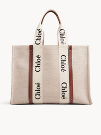 BASEPLUS_White & Brown LARGE TOTE - White & Brown