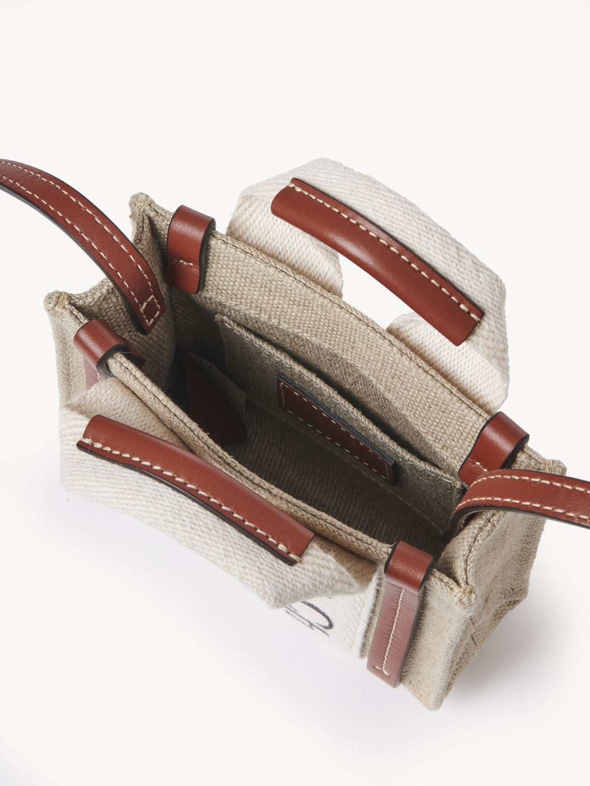 BASEPLUS_White & Brown NANO TOTE - White & Brown