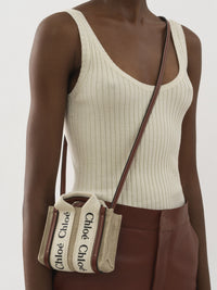 BASEPLUS_White & Brown NANO TOTE - White & Brown