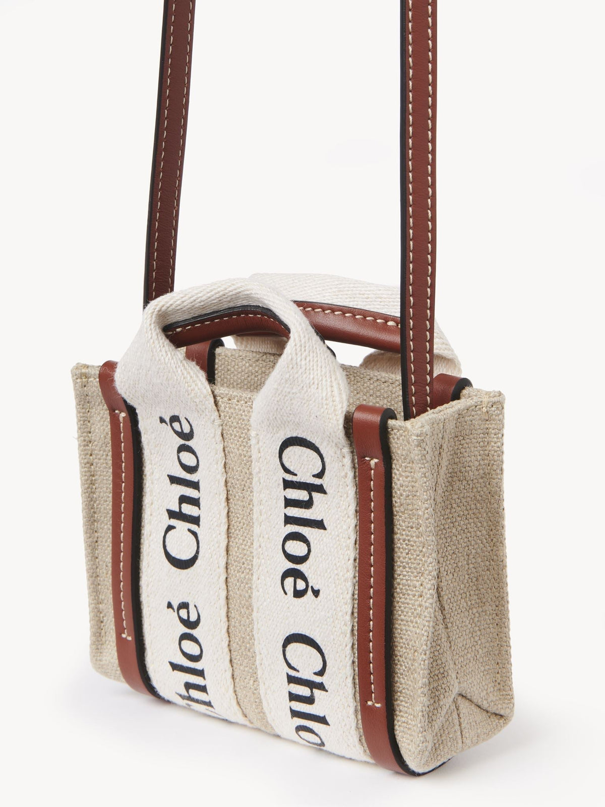 BASEPLUS_White & Brown NANO TOTE - White & Brown