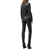 1 qty Pantalon skinny en cuir d'agneau à motif cœur - Black