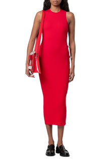 Bow midi dress with rhinestone embellishments - Red