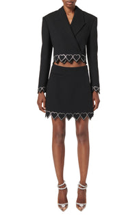 Heart Shaped short skirt with rhinestones - Black