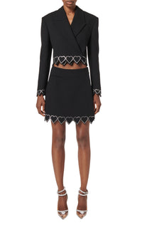 Heart Shaped jacket with rhinestones - Black