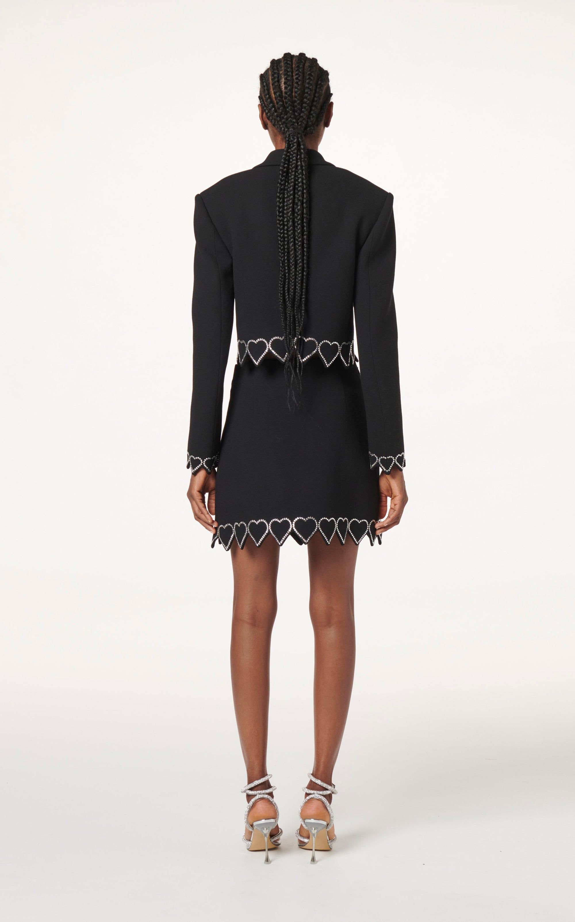 Heart Shaped short skirt with rhinestones - Black