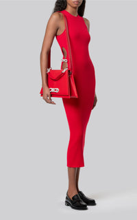 Bow midi dress with rhinestone embellishments - Red