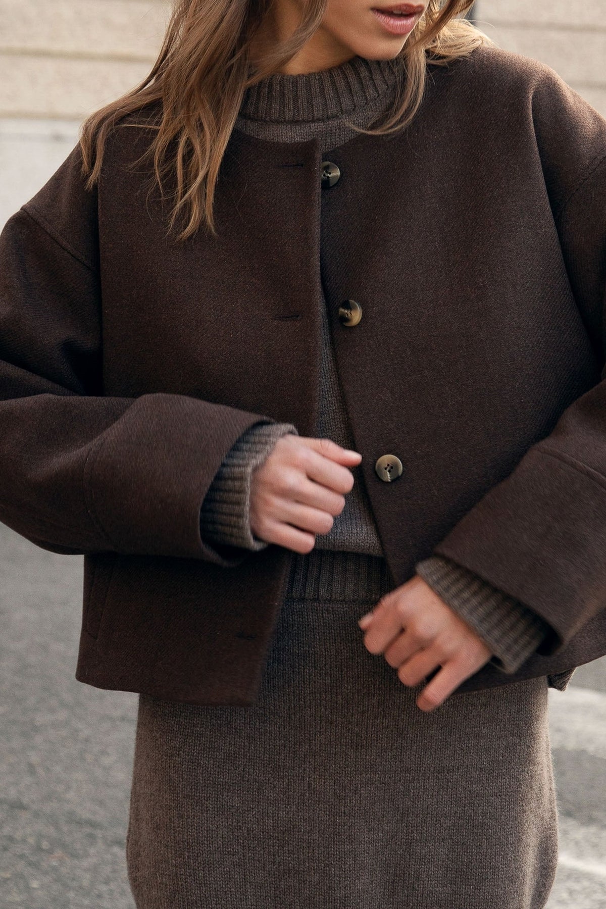 PRIX RECO : 80 // Veste Le Joliot en laine - Marron foncé